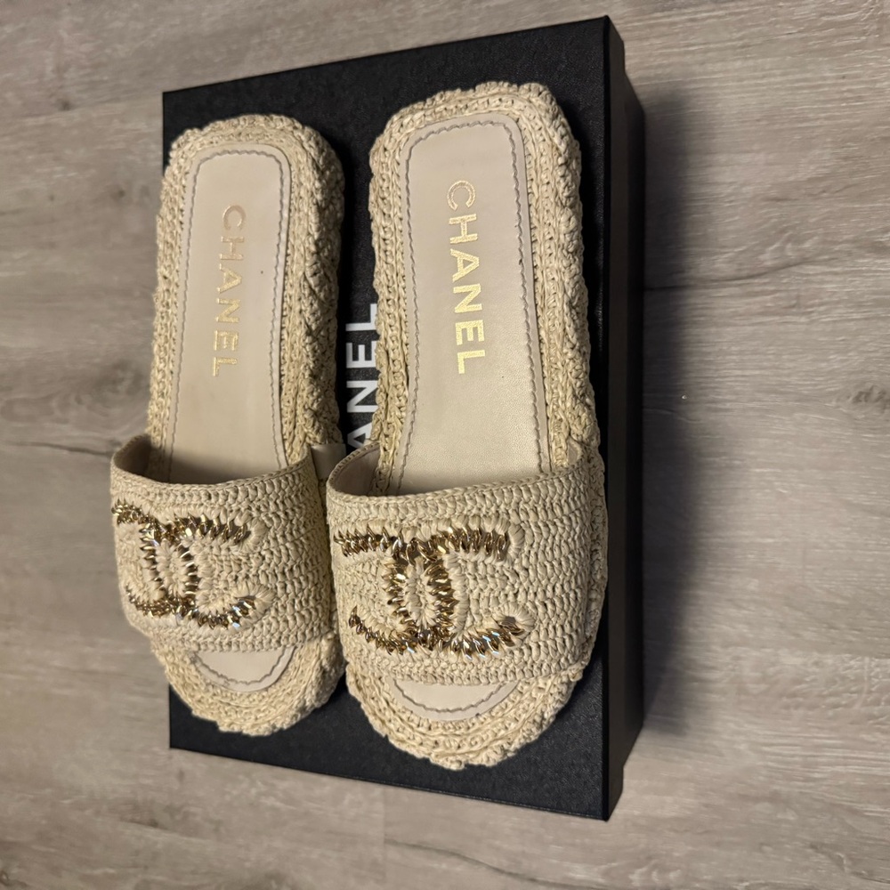 Chanel Beige Crochet Mules - Picture 6 of 8